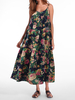 Gracila Bohemian Floral Print Loose Spaghetti Strap O-neck Dress For Women