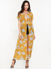 Gracila Bohemian Floral Printed Slit Short Sleeve Women Chiffon Dresses