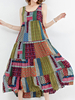 Gracila Bohemian Patchwork Sleeveless O-Neck Long Maxi Dresses