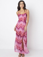 Gracila Bohemian Print Backless Bandage Slit Sleeveless Dresses For Women