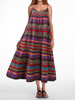 Gracila Bohemian Printed Spaghetti Strap Vintage Maxi Dresses