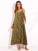 Gracila Bohemian Spaghetti Strap Loose Floral Printed Maxi Dresses