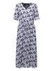 Gracila Bohemian Trees Print Split V-neck 3/4 Sleeve Women Maxi Dress