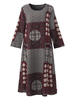 Gracila Bohemian Women 3/4 Sleeve Patchwork Long Maxi Dresses