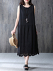 Gracila Casual Lace Women Sleeveless Patchwork Solid Color Dresses