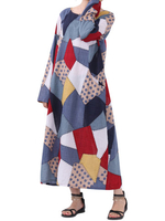 Gracila Casual Loose Printed O-Neck Long Sleeve Women Dresse
