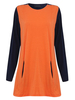 Gracila Color Patchwork Pocket Long Sleeve O Neck T-Shirts For Women