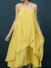 Gracila Embroidered Spaghetti Strap Two Layers Loose Dresses