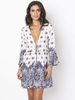 Gracila Folk Style Print Bandage Long Horn Sleeve Women Dress