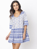 Gracila Folk Style Print Pleated Half Sleeve Women Mini Dress