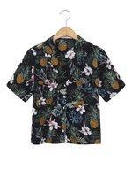 Gracila Holiday Women Turn-down Collar Floral Blouses