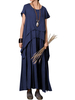 Gracila Layered Irregular Loose Short Sleeve O-neck Maxi Dress For Women