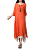 Gracila Layered Split Solid Half Sleeve Vintage Elegant Women Dress