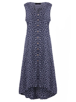 Gracila Print Irregular Back Tie Sleeveless V-neck Women Dress