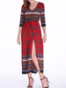 Gracila Sexy Slit 3/4 Sleeve V Neck Women Maxi Dresses