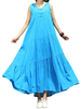 Gracila Solid Color O-Neck Sleeveless Women Maxi Dresses