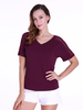 Gracila Solid Loose Short Sleeve V Neck Women T-Shirts