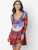 Gracila Stripe Multi-color Long Sleeve O-neck Women Mini Dress