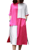 Gracila Vintage Contrast Color Short Sleeve Side Split Dresses