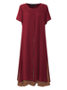 Gracila Vintage Fake Two Pieces Short Sleeve Women Dresses