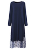 Gracila Vintage Lace Large Hem Long Sleeve Double Layers Maxi Dresses