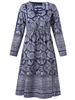 Gracila Vintage Women Ethnic Printed Long Sleeve Plate Buckle Dresses