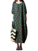 Gracila Vintage Women Floral Printed Half Sleeve Long Maxi Dresses