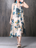 Gracila Vintage Women Sleeveless Printed Mid-Long Dresses