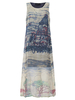Gracila Vintage Women Sleeveless Printed O-Neck Long Maxi Dresses