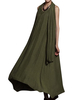 Gracila Vintage Women Sleeveless Pure Color Long Maxi Dresses