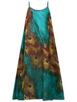 Gracila Women Bohemian Printed Spaghetti Strap Loose Dresses