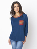 Gracila Women Casual Print Stitching Long Sleeve O-neck T-shirt