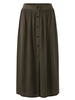 Gracila Women Elastic Waist Pure Color Buttons Long Skirts