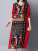 Gracila Women Folk Style Printed Long Sleeve Spring Loose Dresses