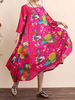 Gracila Women Half Sleeve Floral Printed Loose Maxi Vintage Dresses