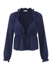 Gracila Women Long Sleeve Deep V-Neck Chiffon Pure Color Blouses