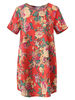 Gracila Women Loose Floral Printed V-Neck Short Sleeve Casual Dresses