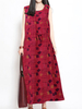 Gracila Women Printed Drawstring Sleeveless Long Maxi Vintage Dresses