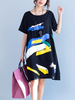 Gracila Women Printed Short Sleeve Loose Summer Vintage Dresses