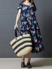 Gracila Women Short Sleeve Printed O-Neck Vintage Dresses