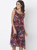 Gracila Women Spaghetti Strap Printed Chiffon Summer Dresses