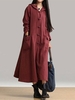 Gracila Women Vintage Plate Buckles Long Sleeve Hooded Long Maxi Dresses