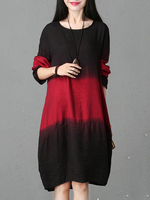 Gradient Long Sleeve Vintage Dresses