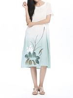 Gradient Printed Vintage Loose Hanging Women Dress
