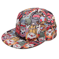 Graffiti Eye Vampire Cartoon Hip-Hop Cap Baseball Hat Flat Outdoor Adjustable Cap