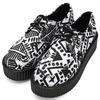 Graffiti Pattern Fashion Pu Print Lace Up Platform Shoes