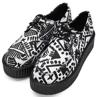 Graffiti Pattern Fashion Pu Print Lace Up Platform Shoes