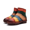 Grain Leather Color Match Handmade Anti Skid Ankle Boots For Women