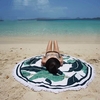 Green Leaf Printing Round Beach Yoga Towel Bed Sheet Tapestry Tablecloth