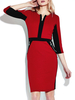 Half Sleeve Patchwork Knee Length Pencil Women Dress